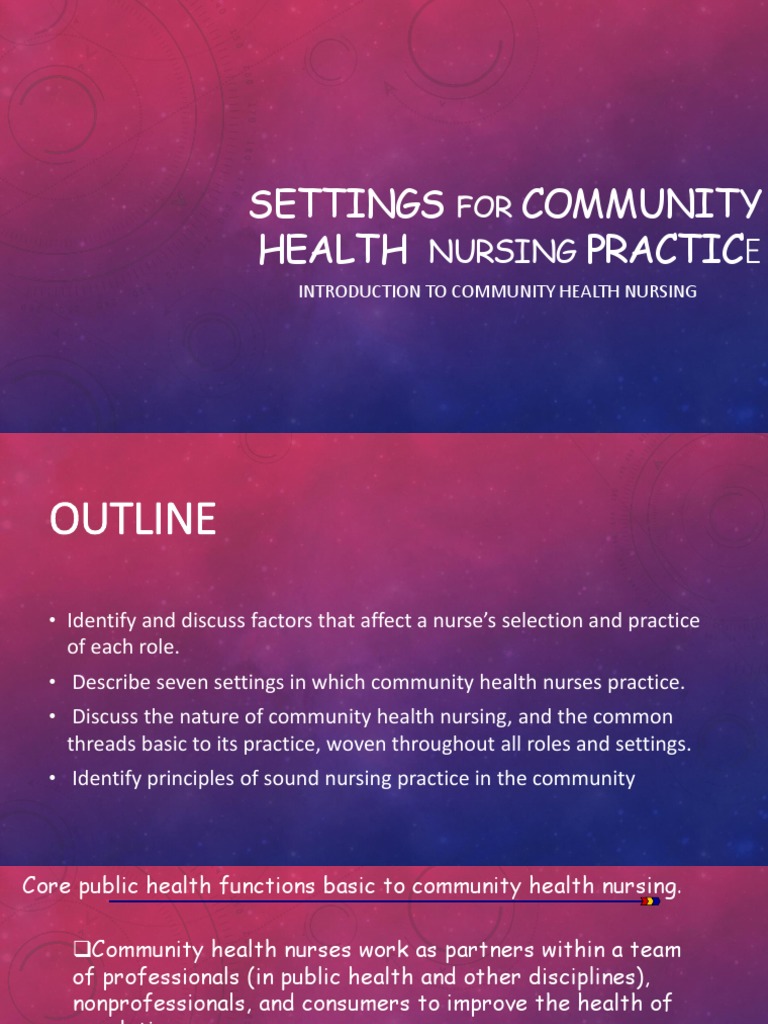 Community Health Nursing Practice Settings | PDF | Nursing | Hospital