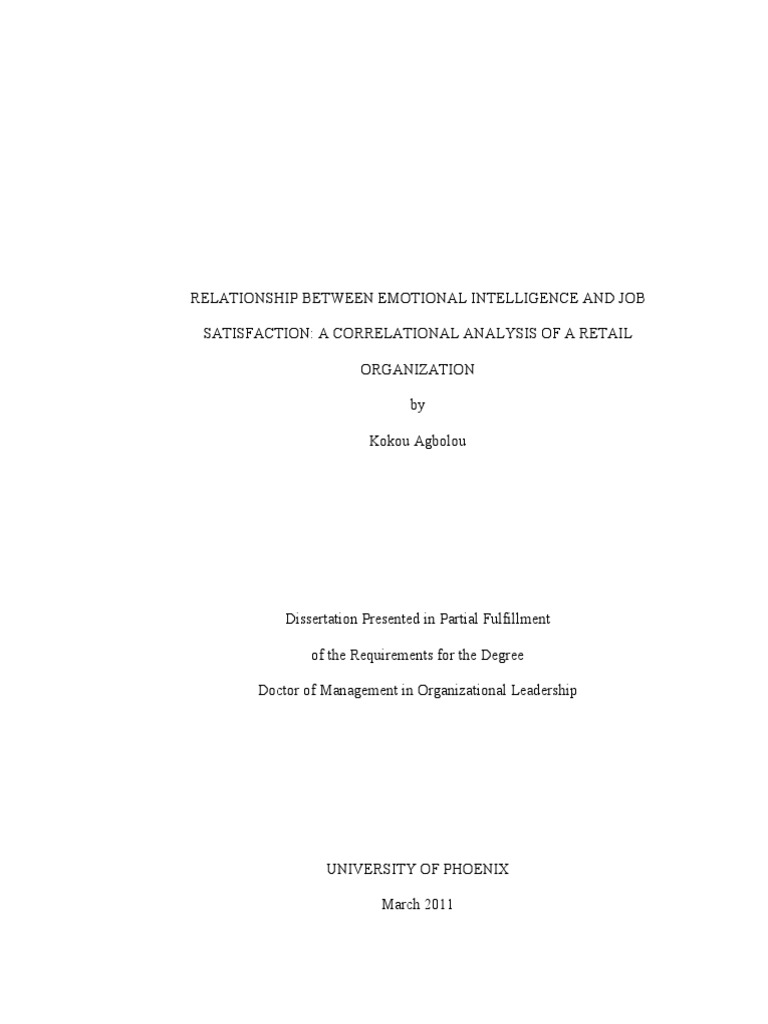 Relationship Between Emotional Intelligence and Job Satisfaction A ...