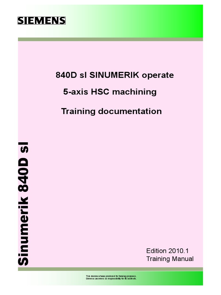En 840D SL 5-Axis Training Manual | PDF | Rotation