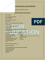 Solved Science Sample Papers For Class 10 MP Board