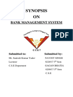 Synopsis ON: Bank Management System