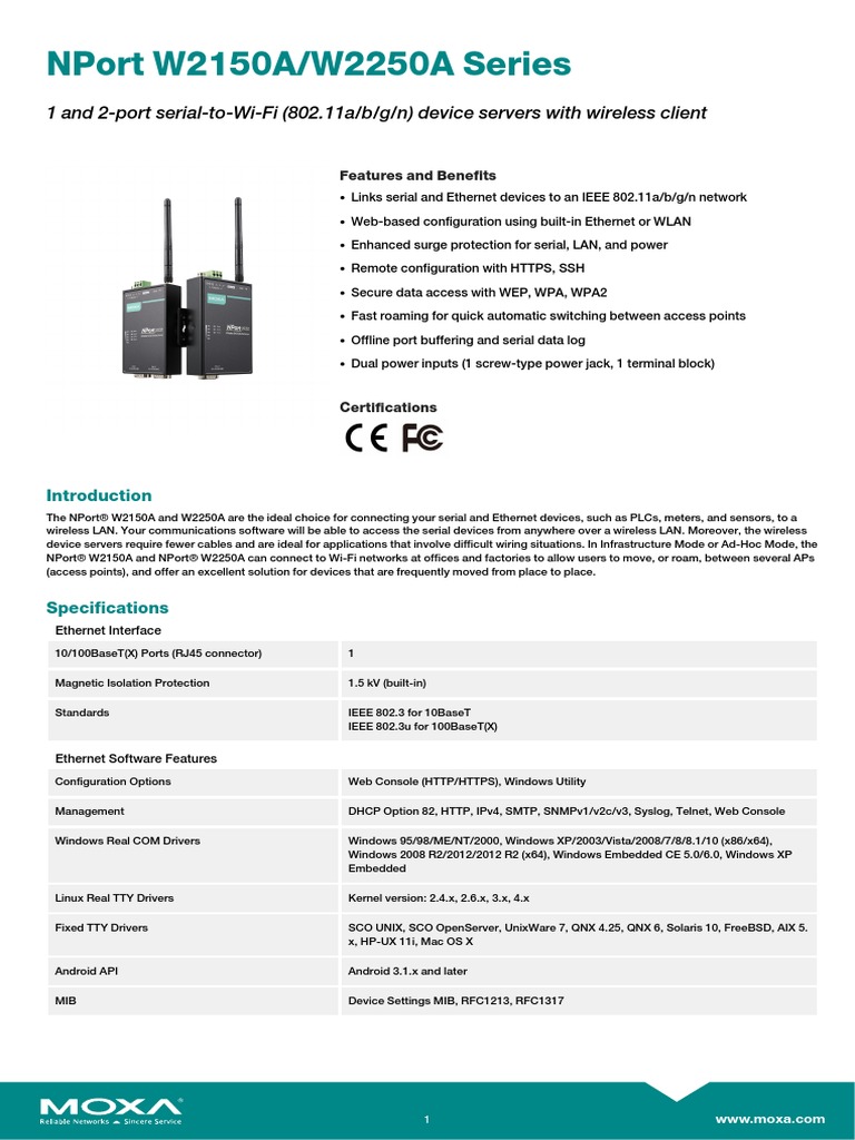 Server Seriale WiFi Moxa NPort W2150A - 1 Porta Per Reti Wireless 802.11a/b/g/n - Foto 6