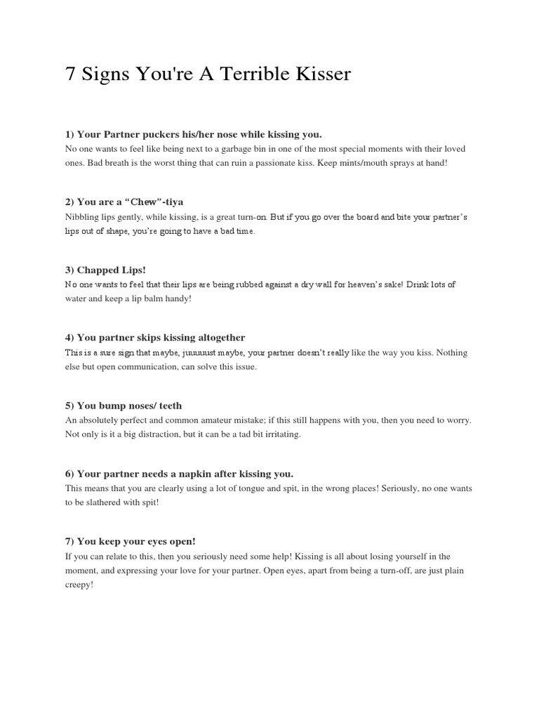 7 Signs You'Re A Terrible Kisser