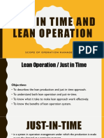 Just in Time and Lean Operation