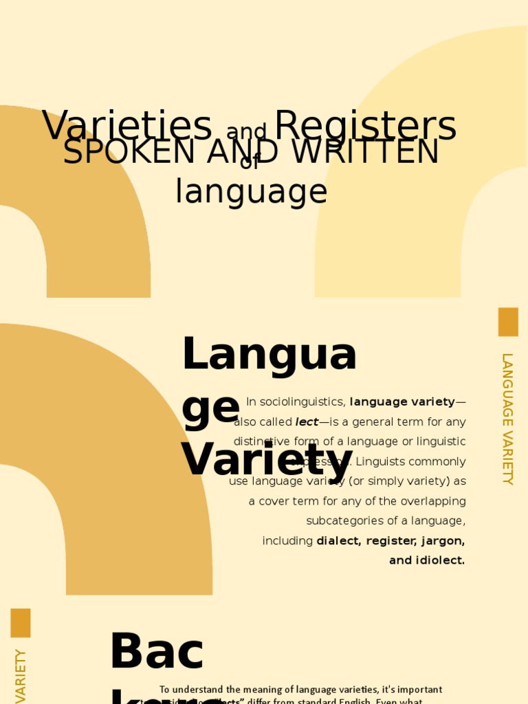 Varieties and Registers of Written and Oral Communication | PDF ...