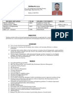 Siddharth Arya: Degree Obtained Year Board / University Grade