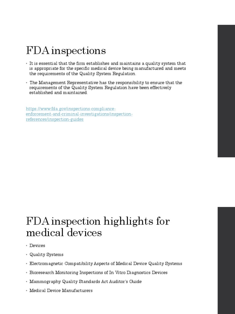 FDA Inspections for Medical Devices Guide | PDF