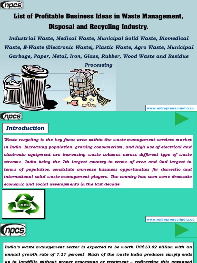 Fresh Look at List Of Profitable Business Ideas In Waste Management Disposal And