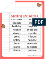 Spelling List Week 1