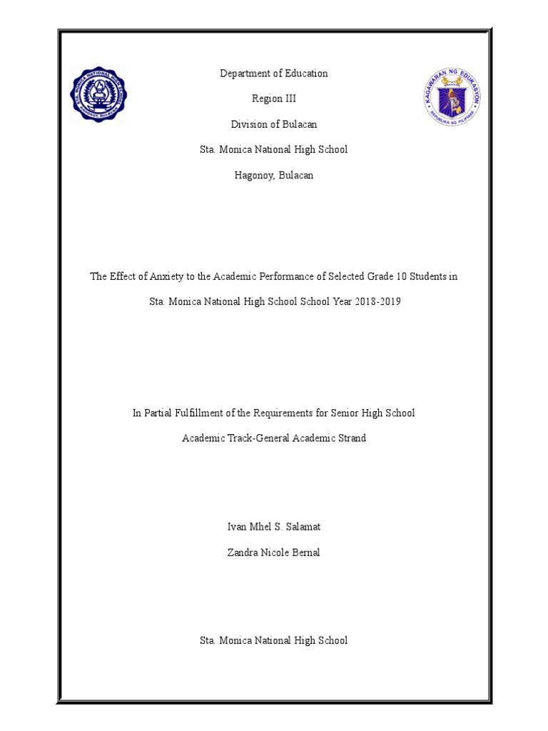 Effect of Anxiety To The Academic Performance | PDF | Anxiety ...