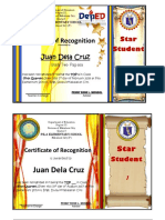 Certificate of Recognition: Juan Dela Cruz
