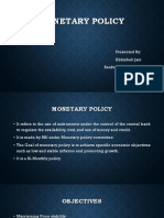 Monetary Policy: Presented By: Abhishek Jain Bankedge Ludhiana