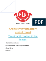 Chemistry Investegatory Project Report: Tannic Acid Content in Tea Leaves