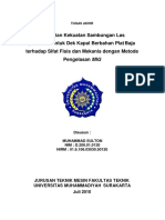 Penelitian Kekuatan Sambungan Las Pada Plat Untuk Dek Kapal Berbahan Plat Baja Terhadap Sifat Fisis Dan Mekanis Dengan Metode Pengelasan MIG