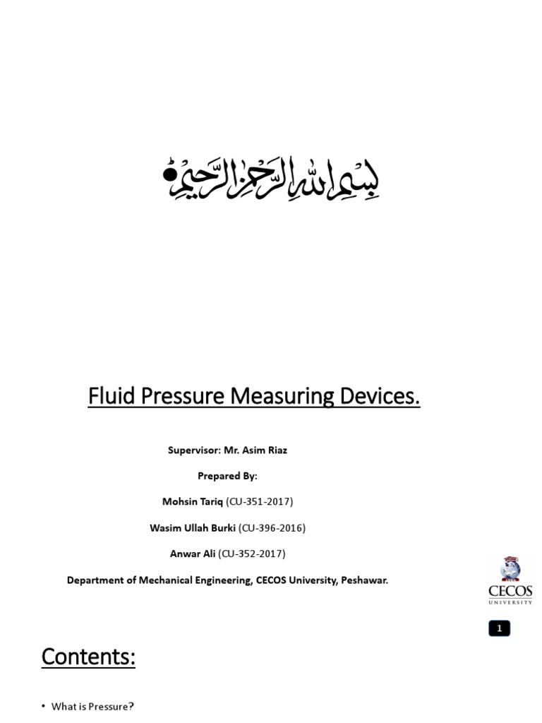 Fluid Pressure Measurement Devices | PDF | Pressure Measurement | Vacuum