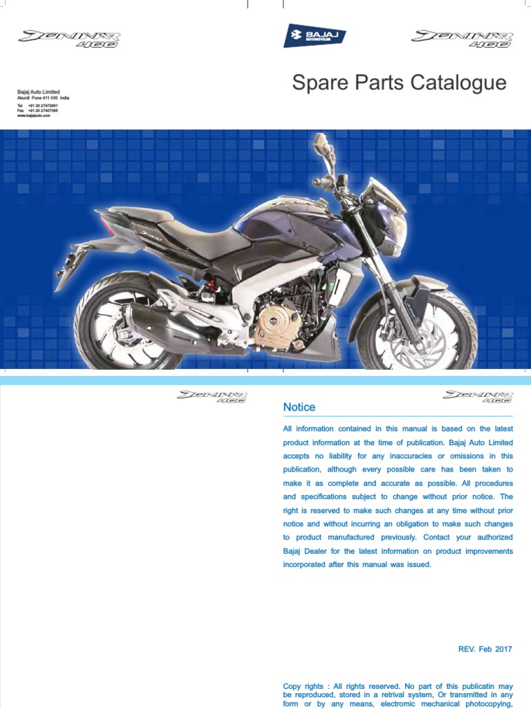 dominar 400 spare parts price list