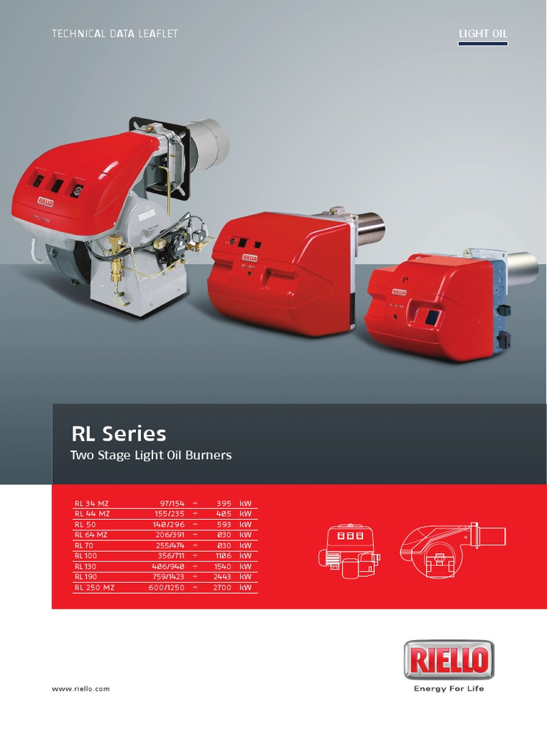 Riello RL Series Oil Burners Overview | PDF | Valve | Pump