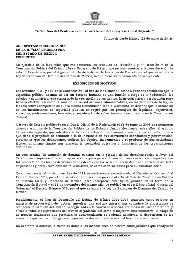 Ley de Extinción de Dominio en México | PDF | Propiedad | Derecho penal