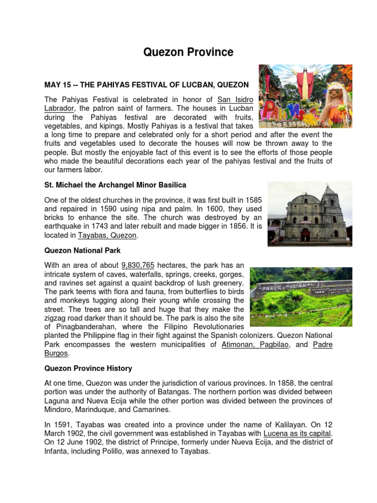 History and Facts in Quezon Prov Memaw PDF