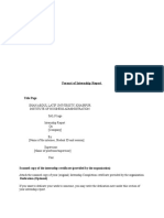 Format of Internship Report: Title Page