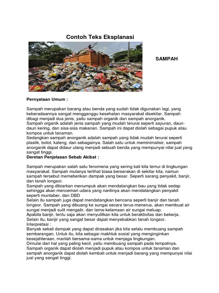 Contoh Teks Eksplanasi Sampah Pdf
