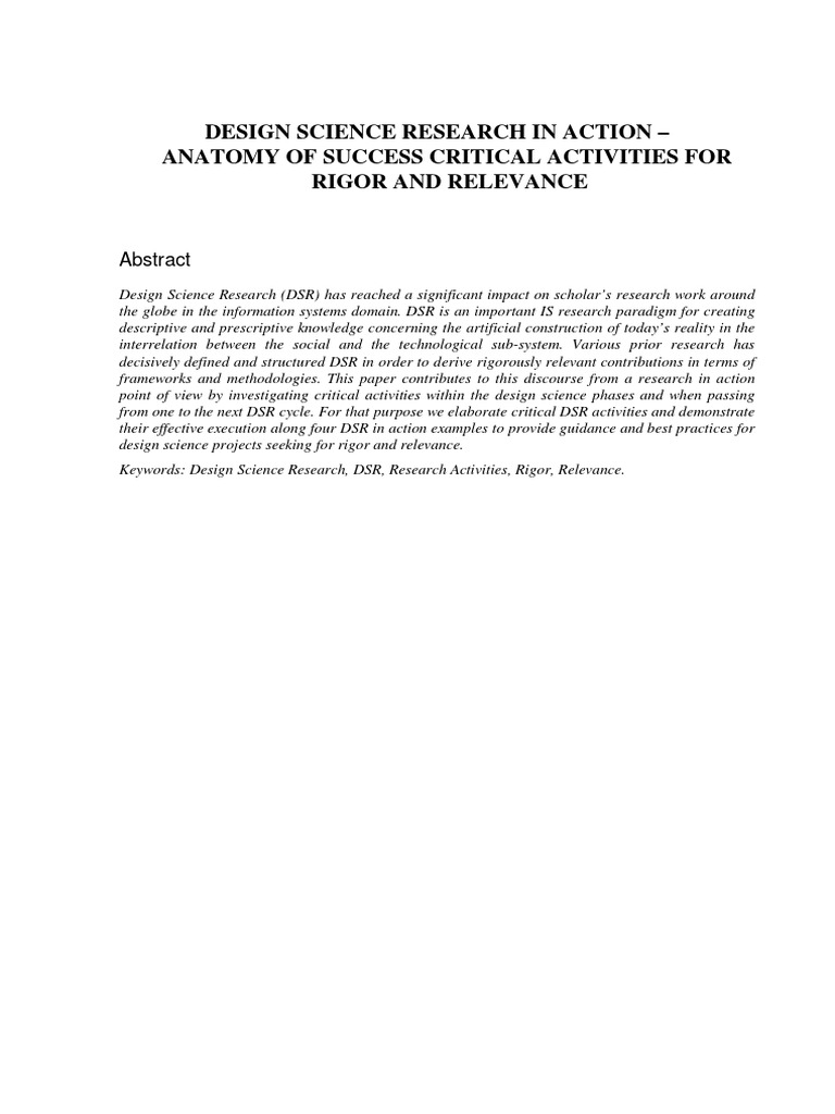 Critical Activities in Design Science Research | PDF | Scientific ...