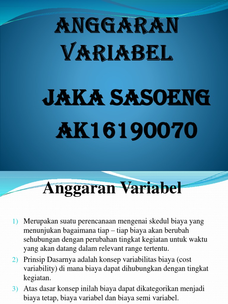 Pengertian dan Manfaat Anggaran Variabel | PDF