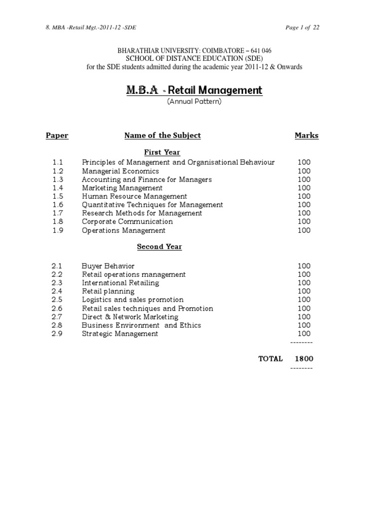 M.B.a - Retail Management | PDF | Strategic Management | Marketing