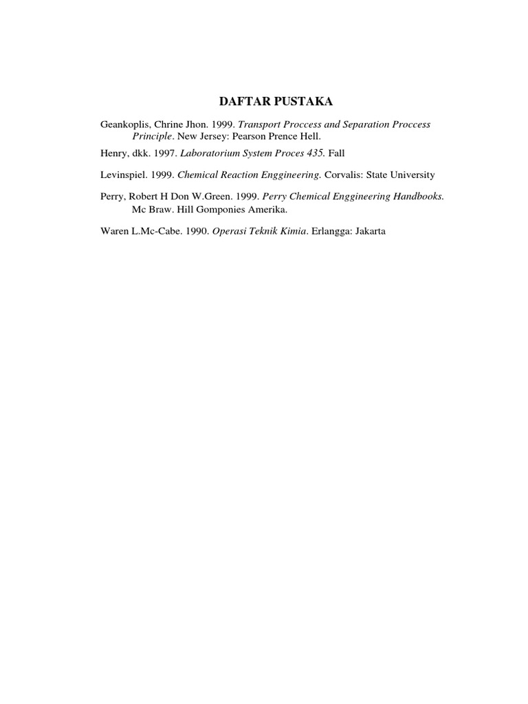 Chemical Engineering Reference List | PDF | Science & Mathematics