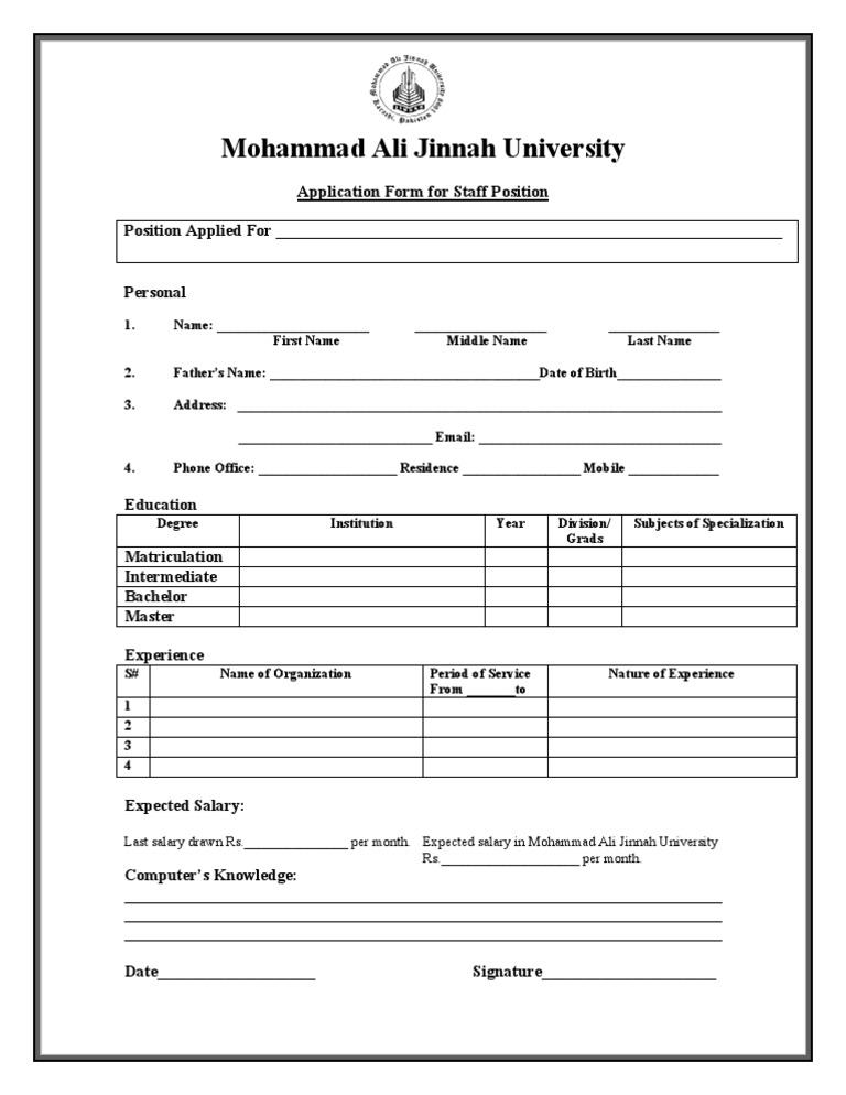 Staff Form | PDF