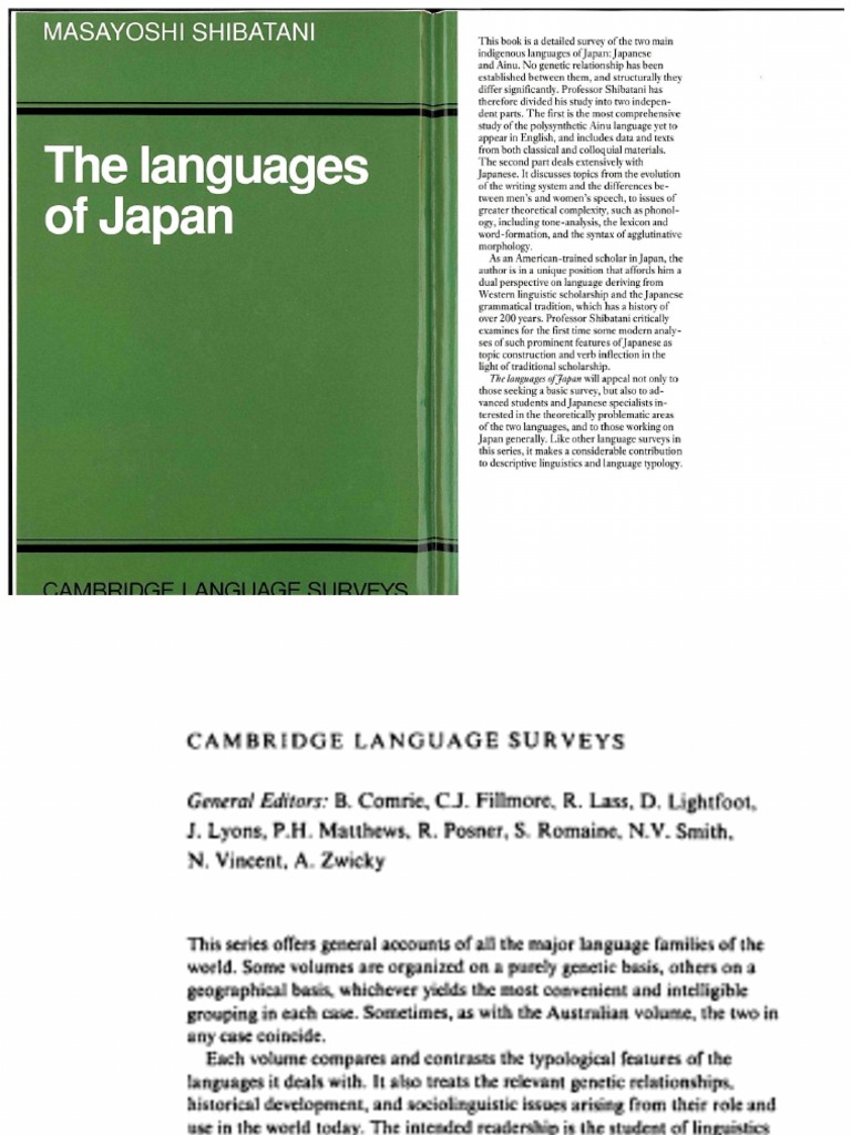 Pub The Languages Of Japan Cambridge Language Surveys Pdf Pdf Syllable Morphology Linguistics