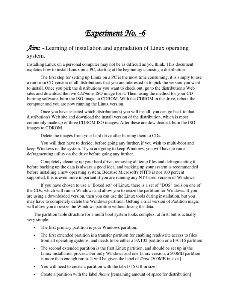 A Guide to Installing Linux and Configuring a Multi-Boot System | PDF ...