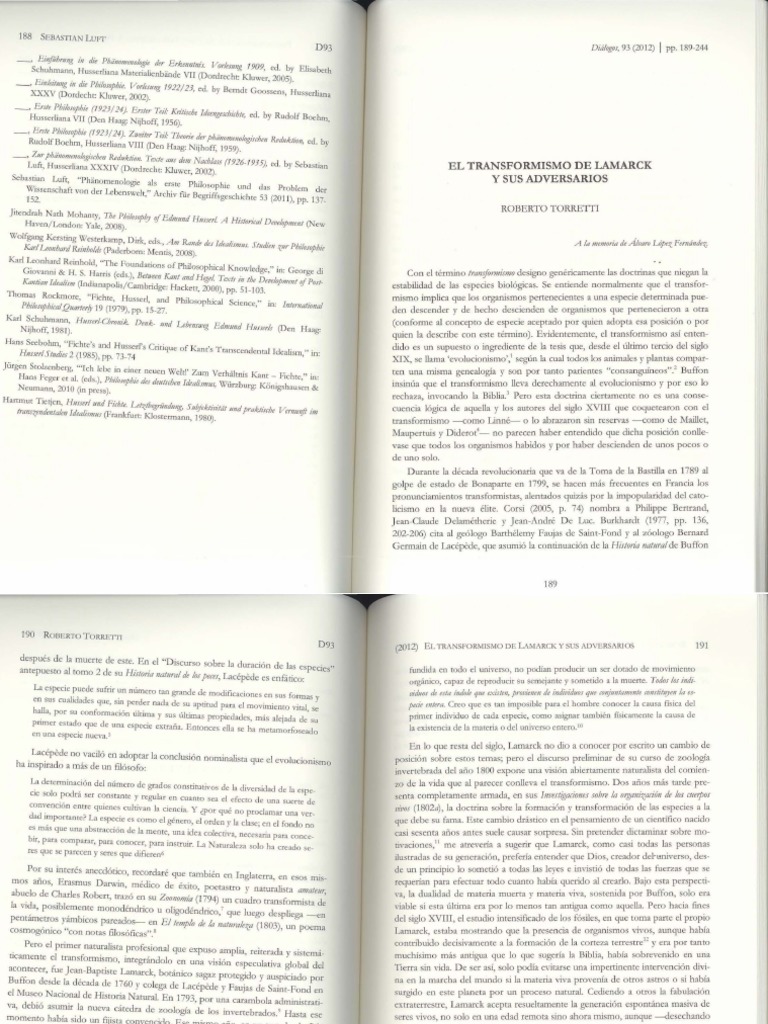 11 El Transformismo de Lamarck Roberto Torretti PDF | PDF | Especies ...