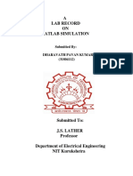 Lab Record ON Matlab Simulation: Submitted By: Dharavath Pavan Kumar (31804112)
