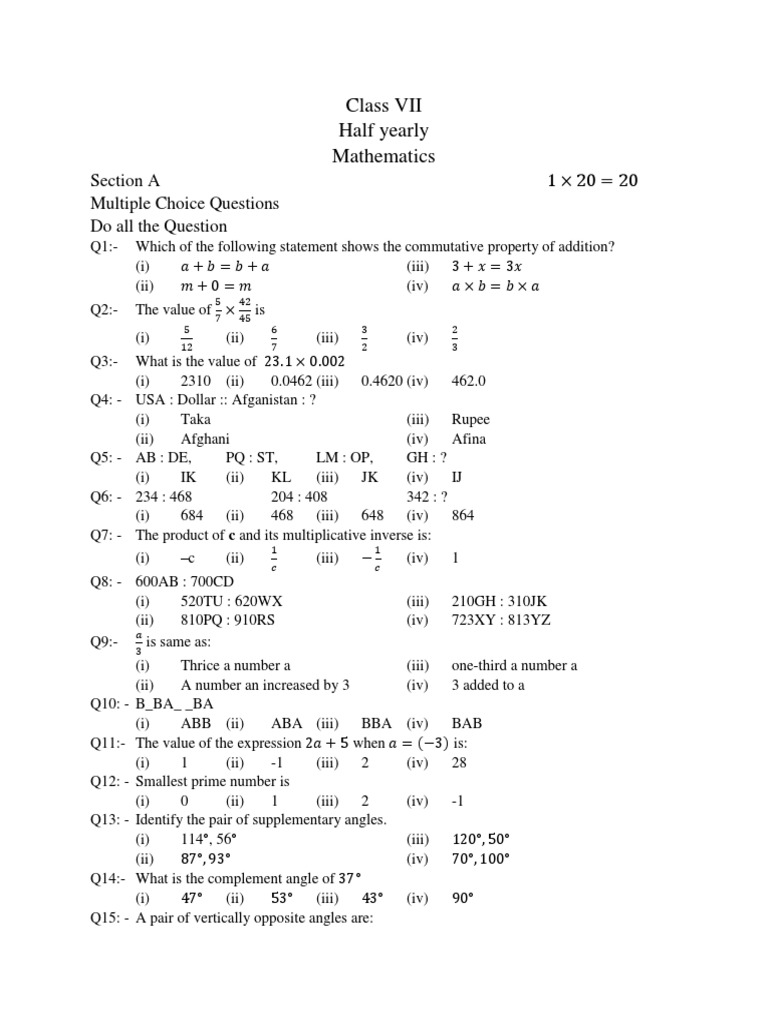 Geometry Concepts for Class VII | PDF | Angle | Geometry