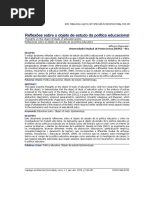 Reflexoes Sobre O Objeto De Estudo Da Politica Educacional