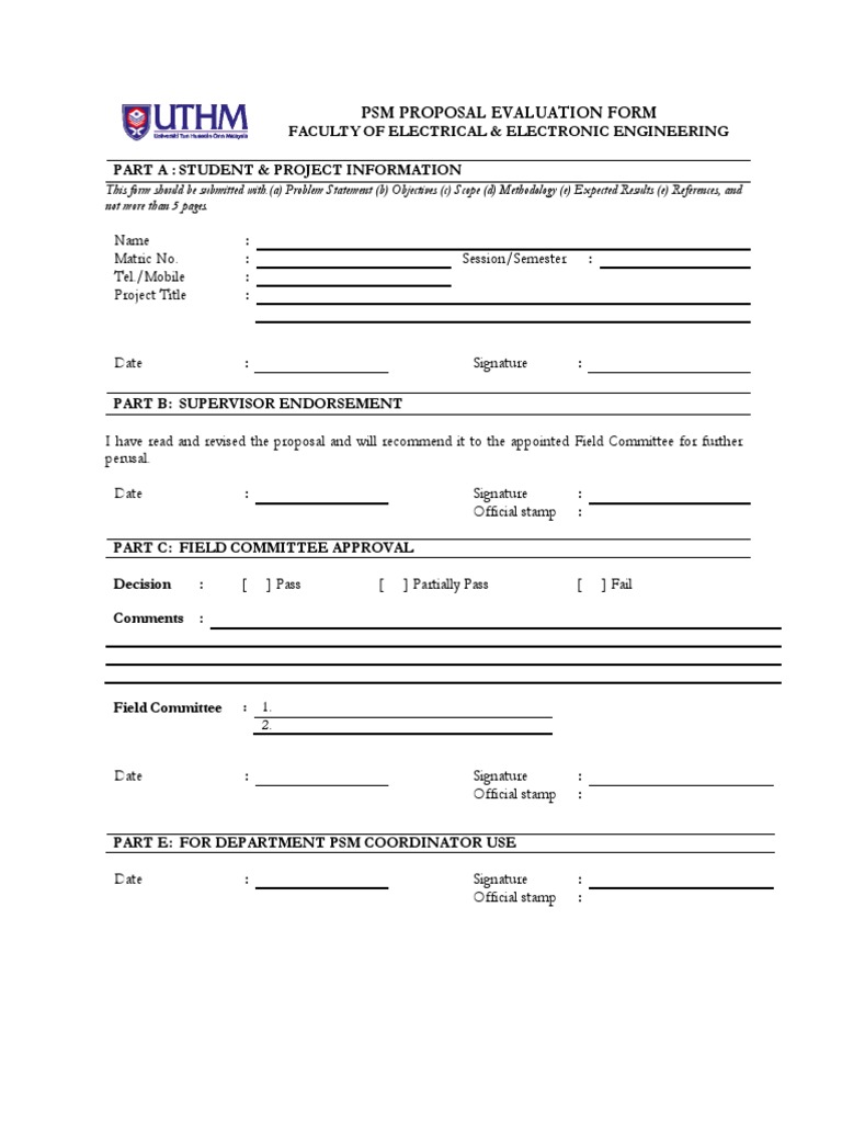 Ps M Proposal Evaluation Form | PDF | Technology & Engineering