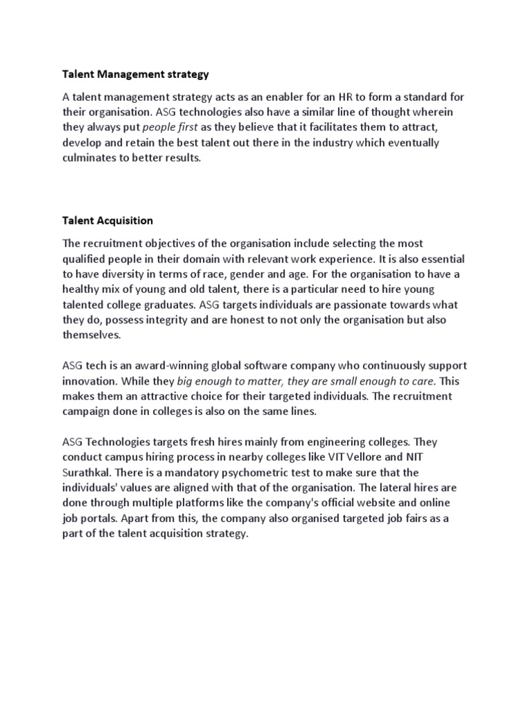 Talent Management Strategy | PDF | Mentorship | Employee Retention