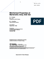 Mechanical Properties of Martensific Alloy AISI 422