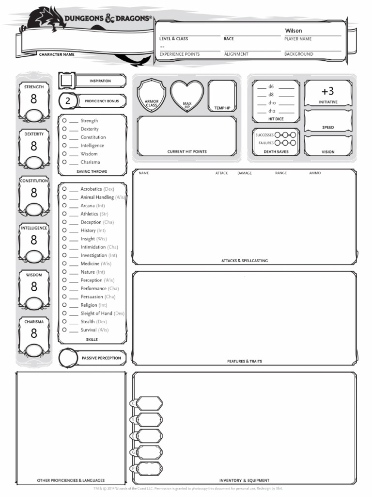 Blank D&D 5E Character Sheet | PDF