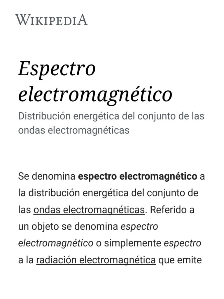Espectro Electromagn tico Wikipedia La Enciclopedia Libre PDF 