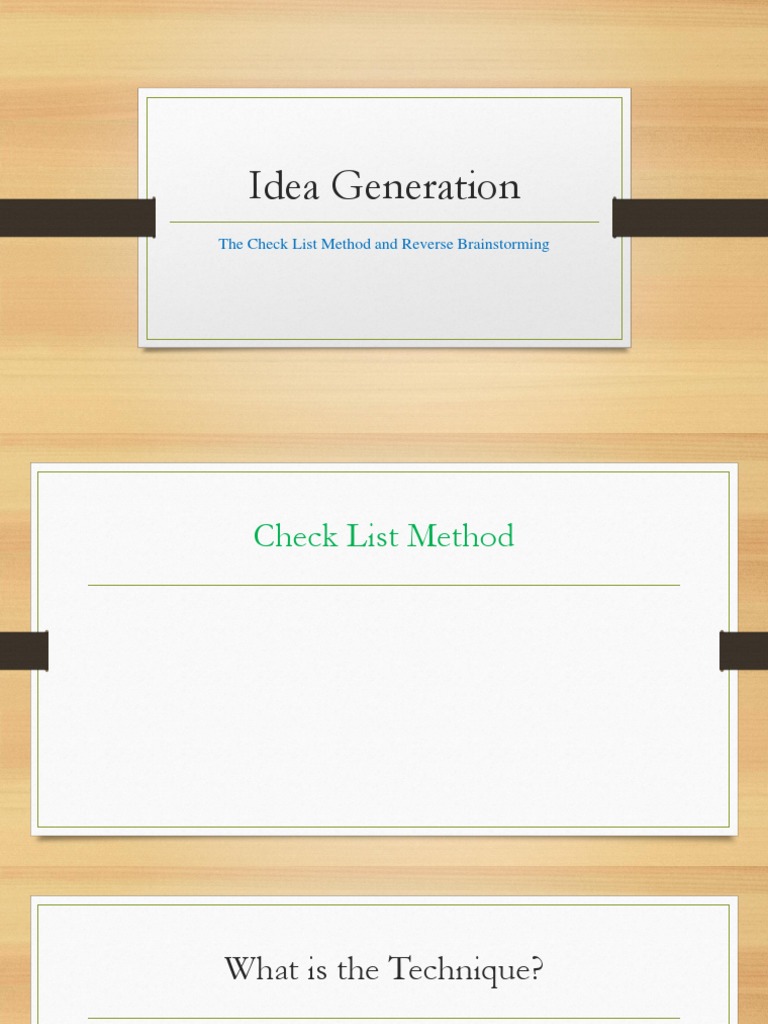 Idea Generation Techniques: Checklists & Reverse Brainstorming | PDF ...