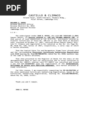 Revalidation-jose e. Reyes
