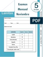 Noviembre - 5to Grado - Examen Mensual (2019-2020)