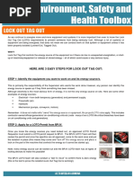 Lock Out Tag Out: Environment, Safety and Health Toolbox