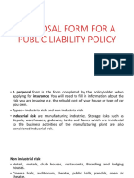 Proposal Form For A Public Liability Policy