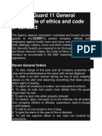 Security Guard 11 General Orders, Code of Ethics and Conduct