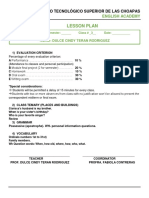 Lesson Plan: Instituto Tecnológico Superior de Las Choapas