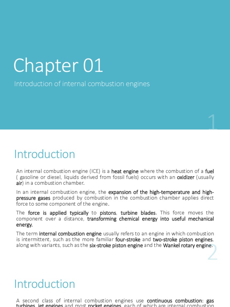 Chapter 01 - Introduction of Internal Combustion Engines | PDF