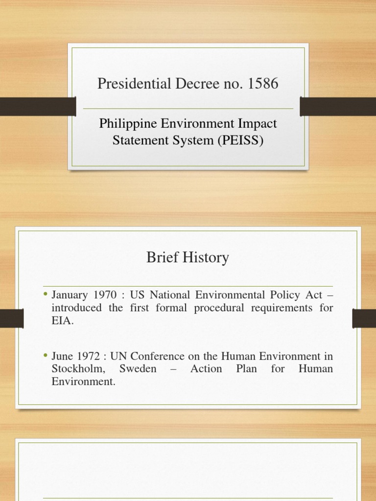 PD 1586: Philippine EIS System Overview | PDF | Environmental Policy ...